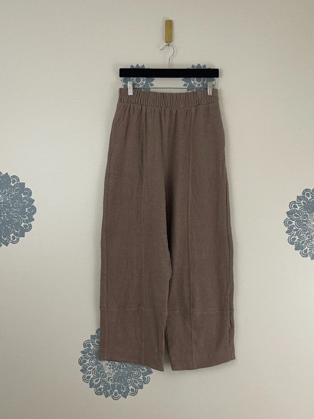 Free People Beach Reign Textured Pull On Straight Leg Pants Size Medium